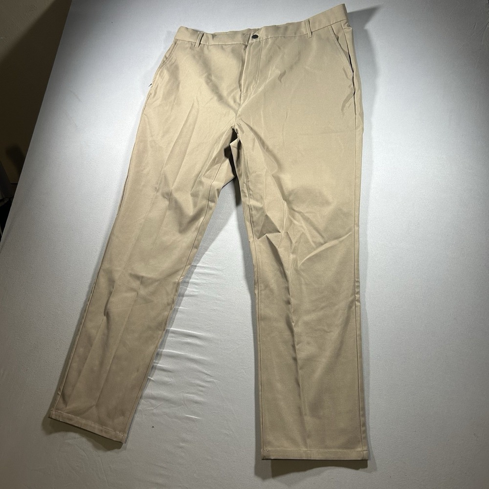 Wowie Pants Mens 36x32 Khaki Stretch Chino Travel Tech Golf Performance Pants